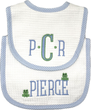 Load image into Gallery viewer, Bib & Burp Set - Seersucker Trim