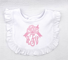 Load image into Gallery viewer, Bib & Burp Set - Cotton Knit Ruffle Trim