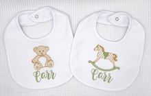 Load image into Gallery viewer, Bib & Burp Set - Cotton Knit Plain Trim