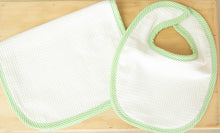 Load image into Gallery viewer, Bib & Burp Set - Seersucker Trim