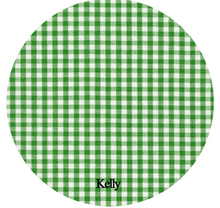 Load image into Gallery viewer, Gingham Bib & Burp Cloth Set with RicRac Trim