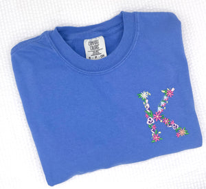 Floral Letter Monogrammed T-shirt