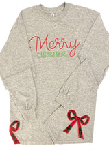 Load image into Gallery viewer, Merry Christmas T-shirt with Side Bows
