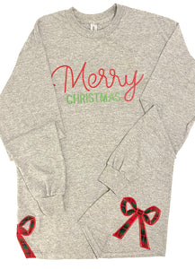 Merry Christmas T-shirt with Side Bows