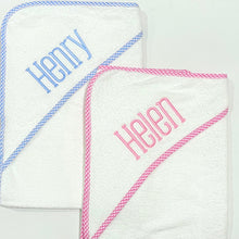 Load image into Gallery viewer, Hooded Towel with Gingham Trim
