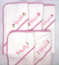 Load image into Gallery viewer, Hooded Towel with Gingham Trim
