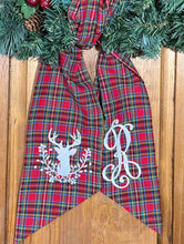 Load image into Gallery viewer, Wreath Sash - Red Plaid  (various designs)
