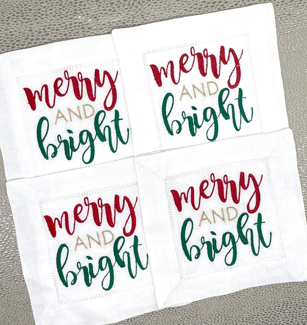 merry and bright cocktail napkins