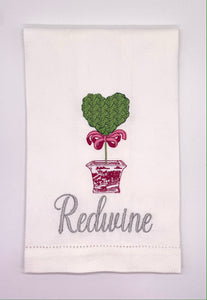 Guest Towel - Chinoiserie Heart Topiary