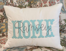 Load image into Gallery viewer, HOME Appliqued Pillow with Name
