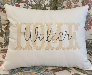 HOME Appliqued Pillow with Name